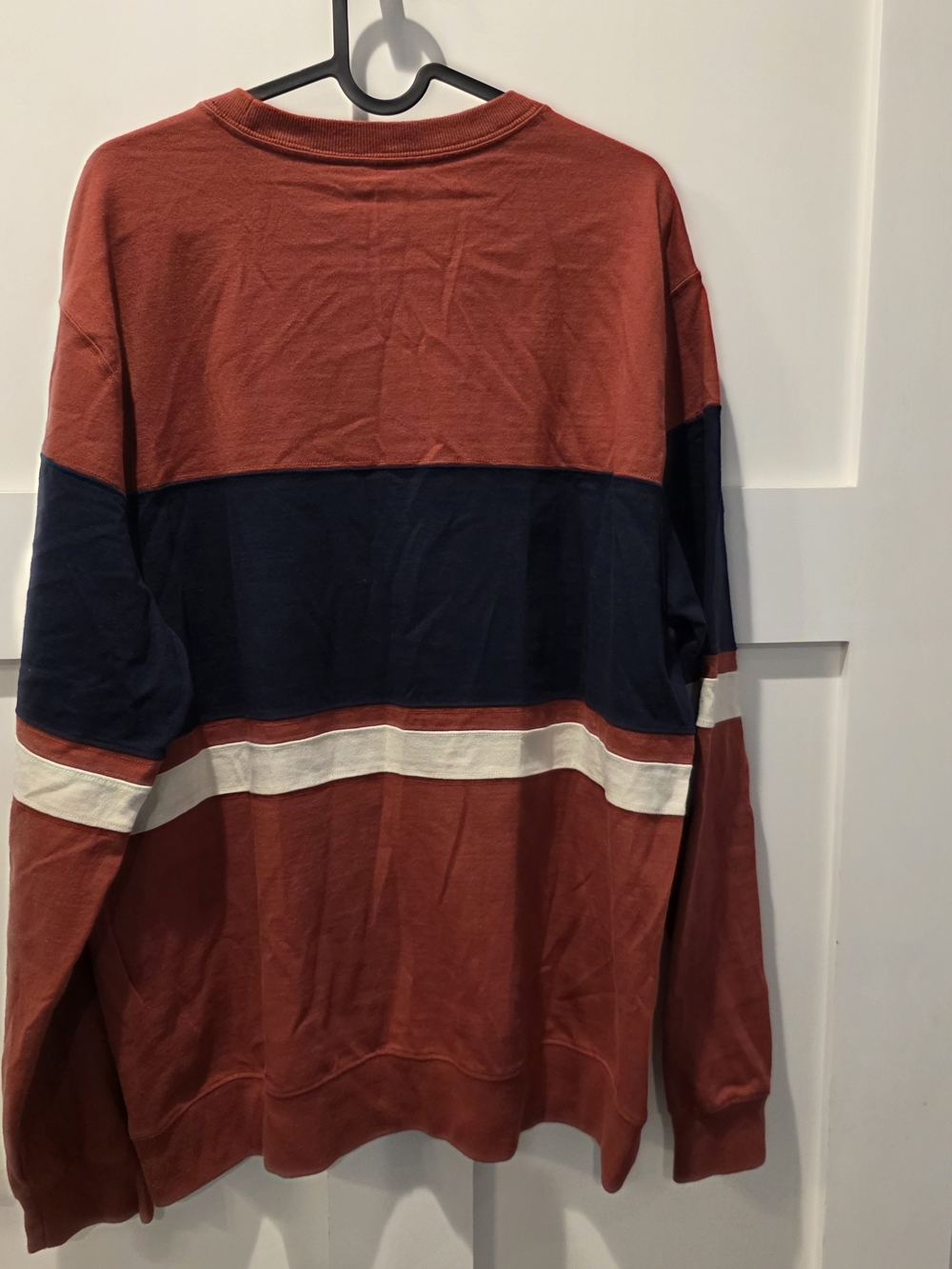 L.L. Bean Men's Colorblock Crewneck Sweatshirt Size L Rust blue Gorpcore 90s - Picture 2 of 5